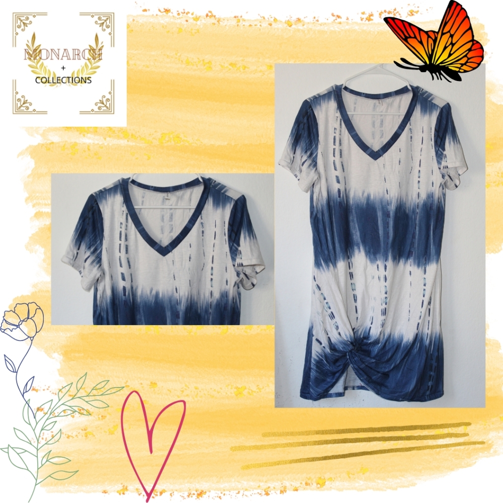 Indigo & White Tie Dye Knot Dress